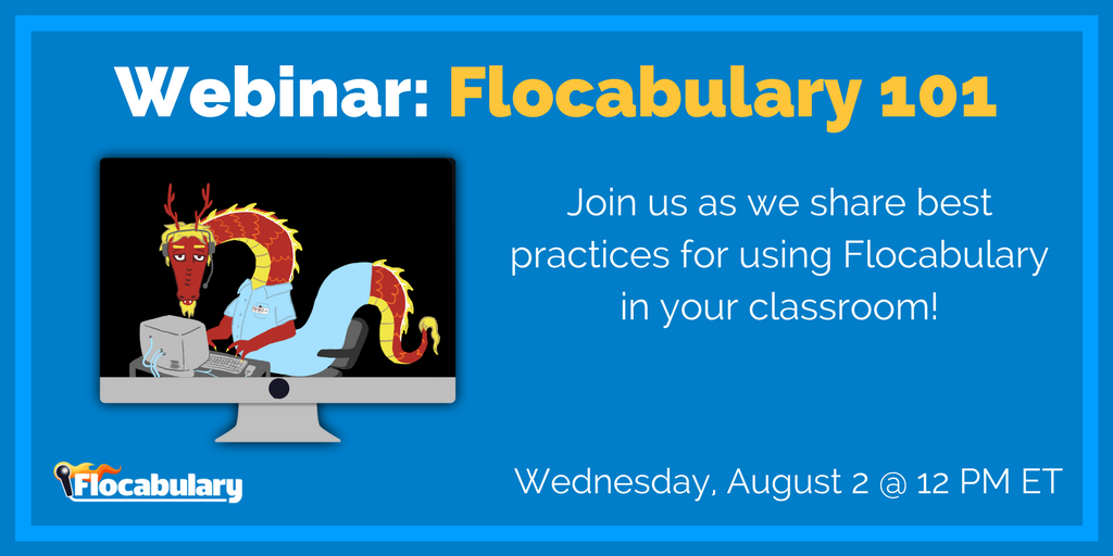 Flocabulary's tweet photo. Join us as we reveal tips and tricks on using Flocabulary! Register for our webinar on Aug 2nd: https://t.co/HL045I4bTr #edtech #flocabchat https://t.co/bvig2l4JyG