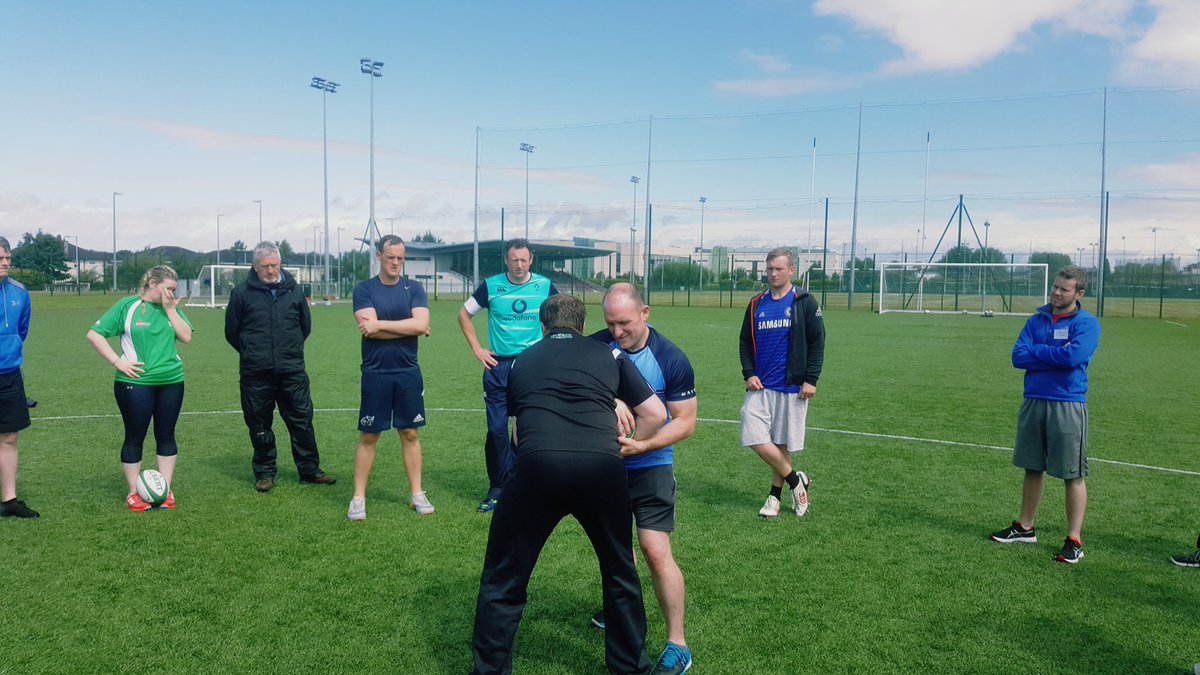 Kevin Cradock facilitating a wrestling for rugby workshop at the <a href="/IrishRugby/">Irish Rugby</a> CCC course in <a href="/itcarlow/">TraleeAds</a> <a href="/NickWinkelman/">Nick Winkelman</a> <a href="/mjkcoach/">Martin Kennedy</a> #Learning