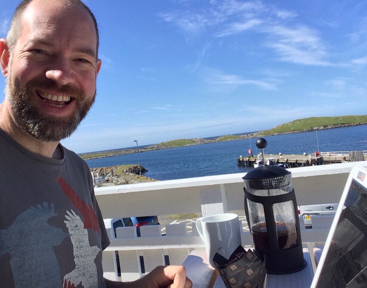 StoriesAlive's tweet photo. Could there be a better place to write a press release for @OddPirates for the @edfringe? Where better than #Hamnavoe! @ShetlandLibrary https://t.co/yOtUehBT3x