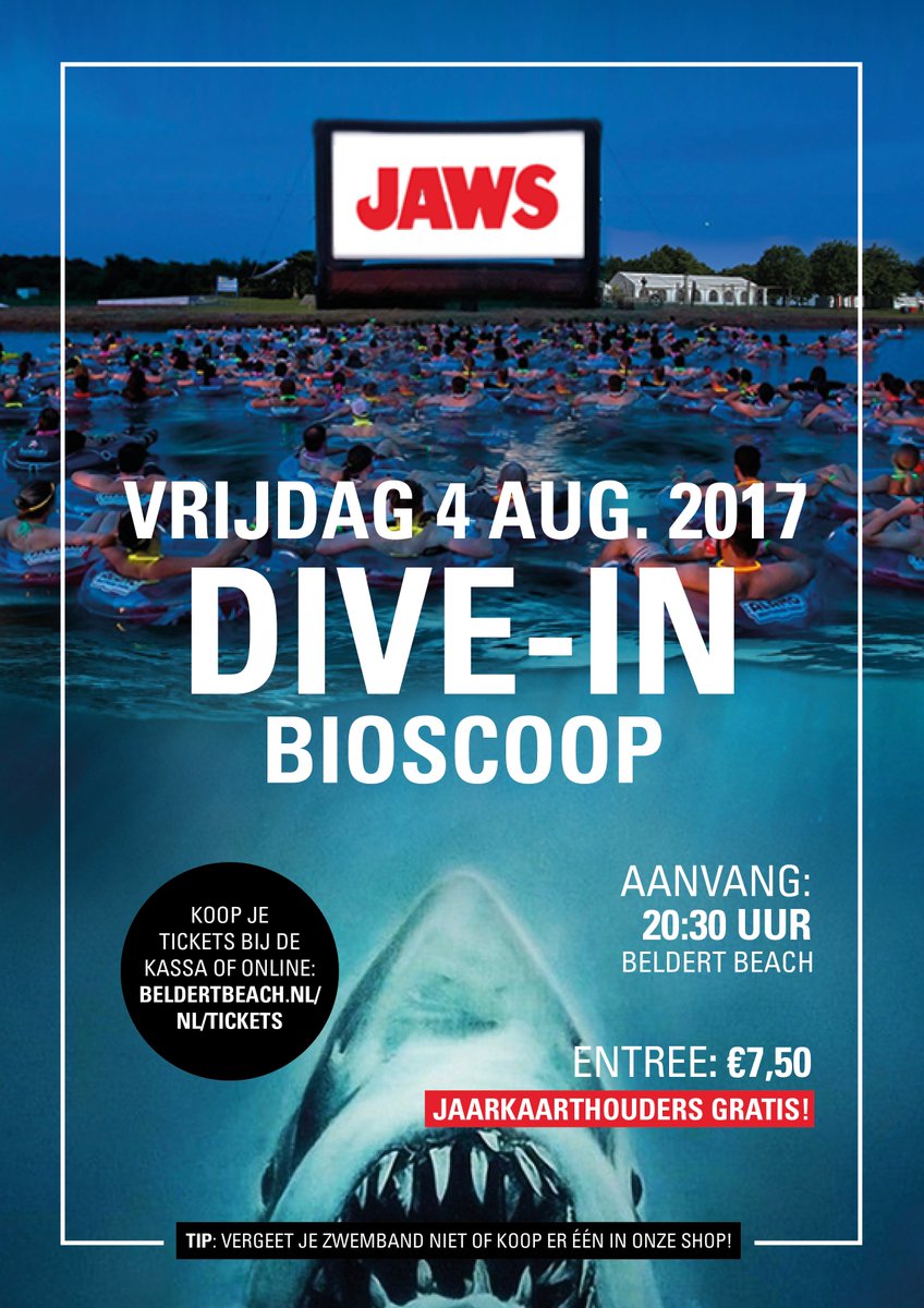 Vrijdag 4 aug. special event op <a href="/BeldertBeach/">Beldert Beach</a> ; DIVE-IN BIOSCOOP met de film... JAWS!