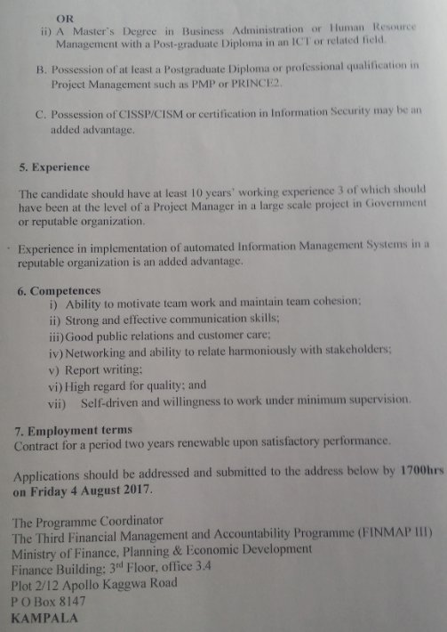 MopsUg's tweet photo. #IPPSHiring Position:  IPPS Project Manager
Terms: 2 Years Contract Renewable https://t.co/UwUye0tGnr