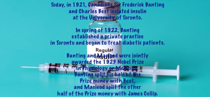 HelpOurFamilySA's tweet image. Banting, who received the Nobel Prize at age 32, remains the youngest Nobel laureate in the area of Physiology/Medicine. Go insulin! 🔬💉