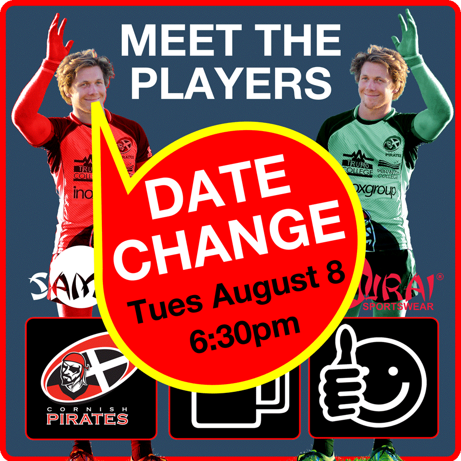 CornishPirates1's tweet photo. Due to a very poor weather forecast we have reluctantly postponed Meet the Players night. 
New Date Tuesday August 8
https://t.co/tXy0Ahsudj https://t.co/Tzf8atCjE0