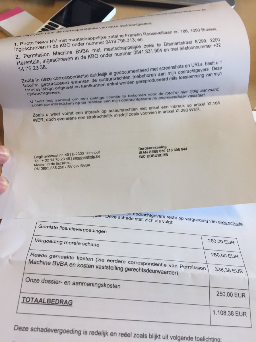 KristofDebecker's tweet photo. Als journalist/fotograaf 1000den tips/beelden gratis gegeven aan collega's. En dan lapt Photo News je zoiets voor één internetfoto... https://t.co/4mcEhme0Xo