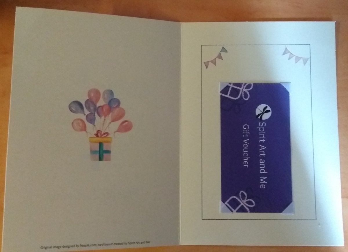 SpiritArtandMe's tweet photo. Here is my latest creation, a birthday card with a #SpiritArtandMe gift voucher. Can be used to purchase a #psychic reading or an #auragraph https://t.co/byf0xmPyh7