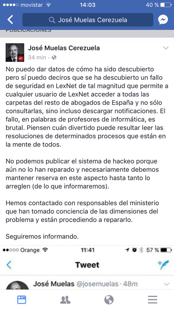 FabianValeroABG's tweet photo. ¡¡MÁXIMA DIFUSIÓN!! Este es el fallo de LEXNET del que os hemos venido informando. Todas las cuentas expuestas. https://t.co/Xnr8EMmgaS