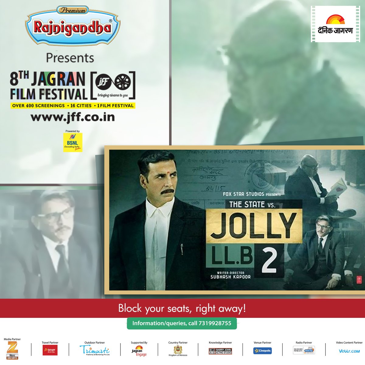 jagranfilmfest's tweet photo. Love court case action in cinema? Then don't miss the screening of #JollyLLB2 at #JFF2017 #PatnaChapter today at 7:00 PM. #AMustWatch https://t.co/3sad0kX6u4
