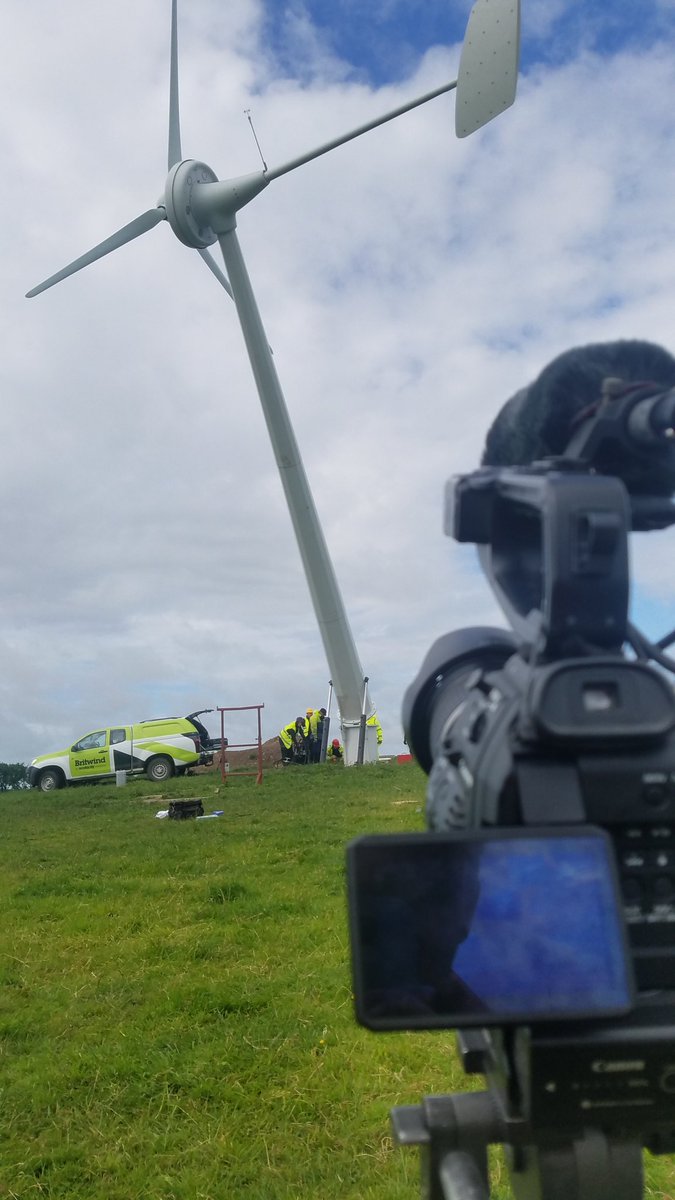 Great day filming with <a href="/britwind/">Britwind</a> today erecting a new turbine in Llanerchymedd, brilliant to see more use of renewable energy on Anglesey