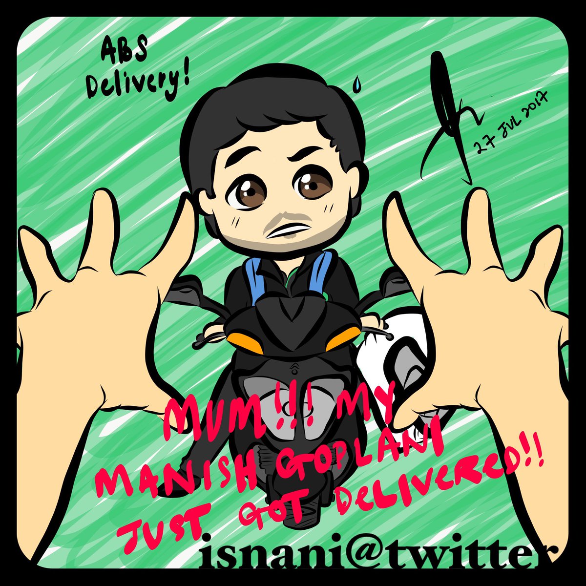 Had some spare time... So it seems our Manish Goplani is the new courier boy. 😉🛵 #doodle