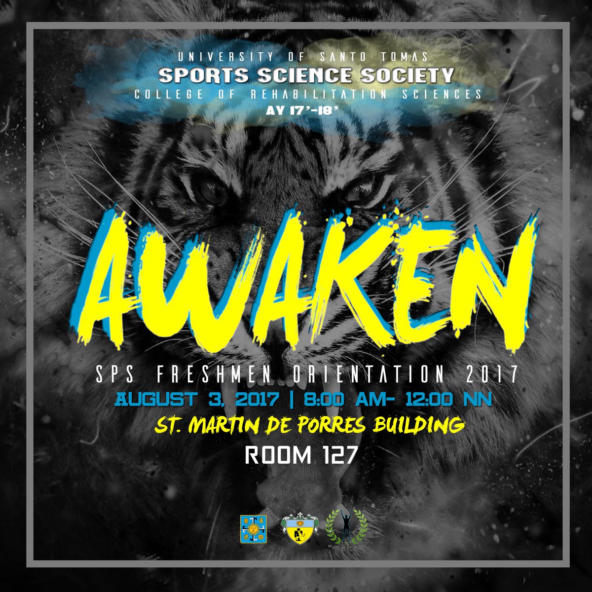 USTSPSSociety's tweet photo. Sports Science is back on track! 

Prepare to be awakened, Freshies! See you on August 3! 💙💛 https://t.co/Z14EEG77tb