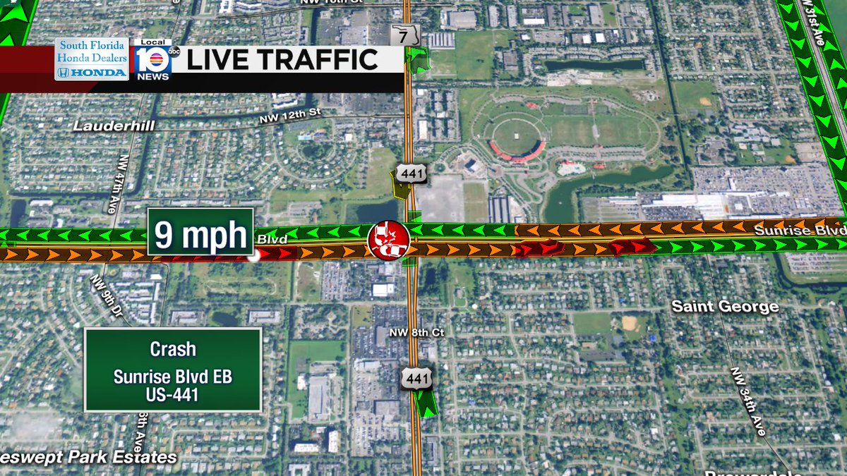 Crash on Sunrise Blvd EB at US-441 #traffic https://t.co/yz1R4Tf5yd