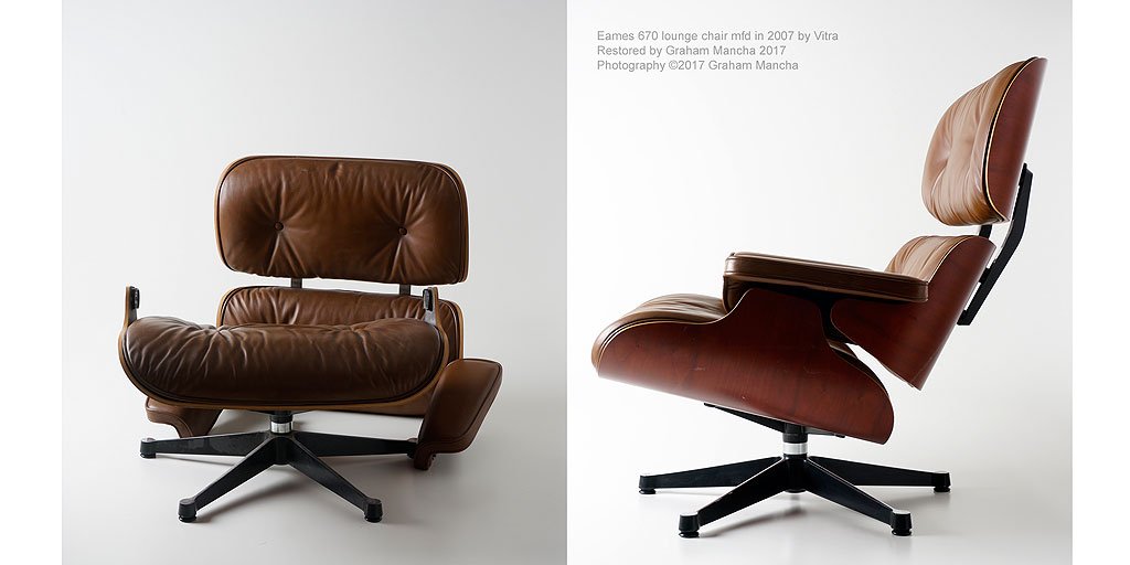 GrahamMancha's tweet photo. #Eames 670 lounge chair 2007 #Vitra shockmounts replaced correctly #original chair & #stilloriginal #restored 2017 https://t.co/0MREoiSyB2 https://t.co/umJIXAErc2
