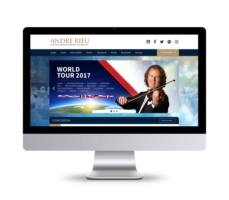 Tijdens de Vrijthof concerten is de nieuwe website (andrerieu.com) van André Rieu live gegaan!