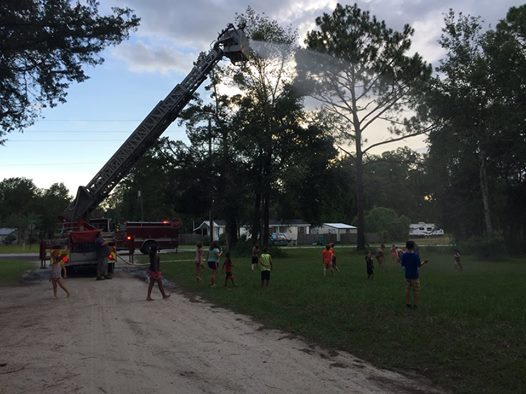 BKP2003's tweet photo. #KickBallVBS day 3 update... 30 kids in attendance and several parents, 1 decision for Christ, and one firetruck that hosed off the kids! https://t.co/LZgzsTUX9O