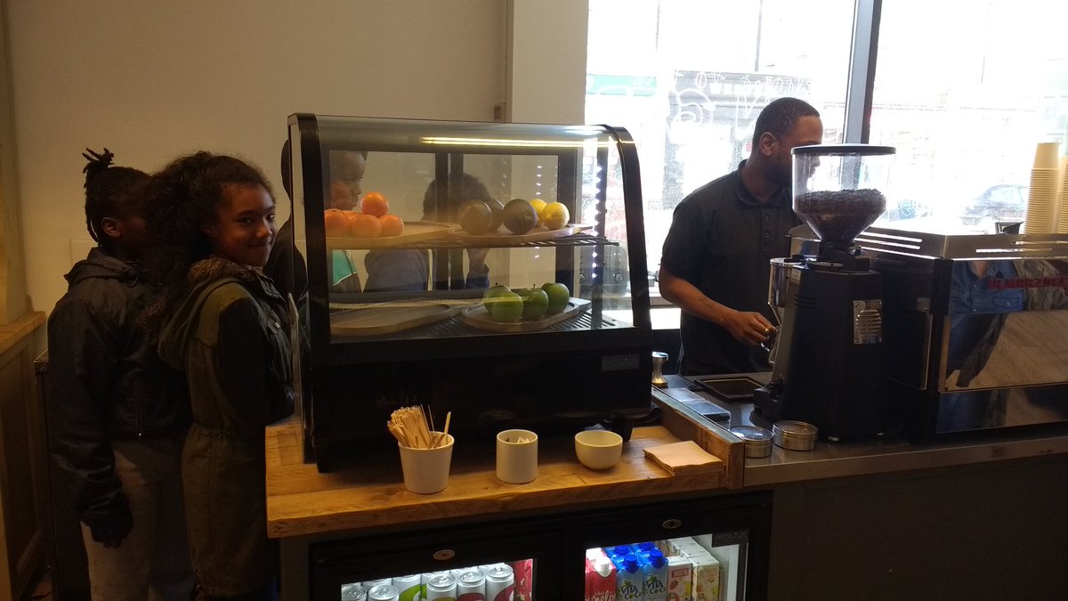 OpenGateCafe's tweet photo. "Does coffee dissolve like sugar?"  Young scientist's questions answered by Ojay and Rae at #TheGateLibrary #schoolsoutforsummer https://t.co/YsxD9uZBF0