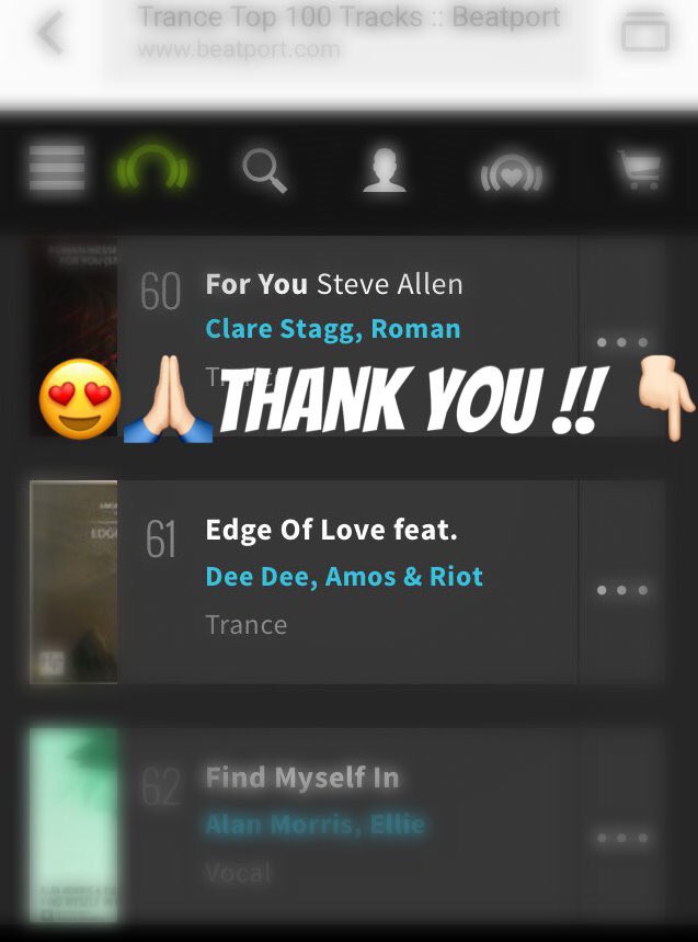 DeeDee_Off's tweet photo. "Edge of love" allready at #61 in @beatport #Trance100!!😍🙏🏻 Thank you!❤@higher_forces @AmosRiotNight @craig_connelly https://t.co/2NZheNowJS https://t.co/xhXTNR9RWj