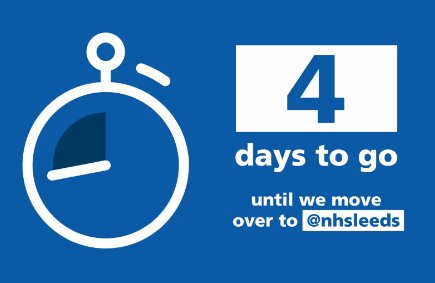 From 1 August we will be moving over to @nhsleeds please follow this account for regular health info in #Leeds if you haven't already