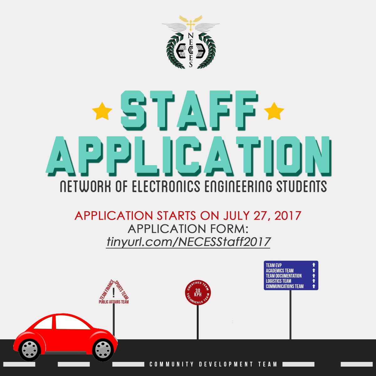 ustneces's tweet photo. Are you ready to take a trip down the lane of adventure to serve your Thomasian ECE community?
Apply now and be a part of #NECESNavigate! https://t.co/I0vuwp9CyZ