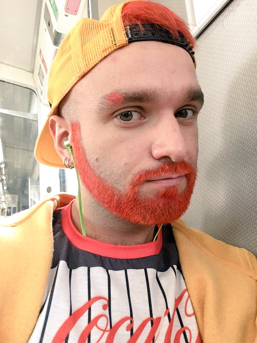 MrHotshoe's tweet photo. Today I'm serving you red and yellow realness with a side of Coca Cola #londoncub #dyedbeard https://t.co/PlAQjuUVF8