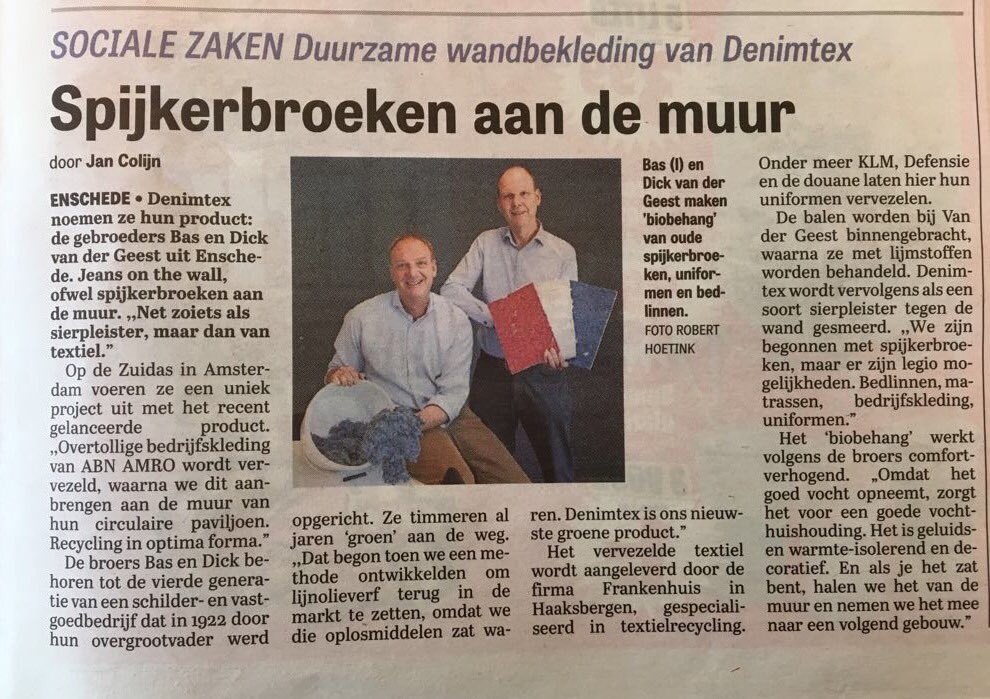 Vandaag in de <a href="/telegraaf/">De Telegraaf</a> aandacht voor <a href="/denimtex/">Denimtex</a> . De circulaire gedachte, producten en bedrijfsvoering krijgt steeds meer aandacht!!