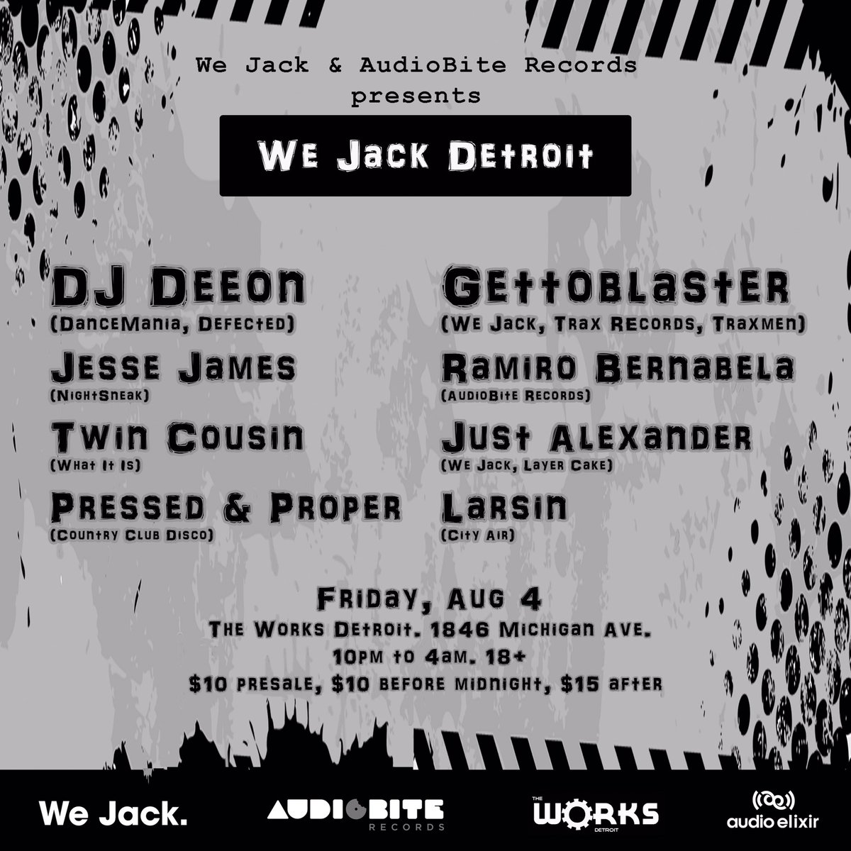 AudioBiteRecord's tweet photo. Fri 8/4 at @TheWorksDetroit w/ @Djdeeon @iheartgetto @djramiro @twincousinmusic &amp; more! Presale tix @ https://t.co/6AYKn6n8FJ. 🎛🎶🔊 https://t.co/zLPH3q5unZ