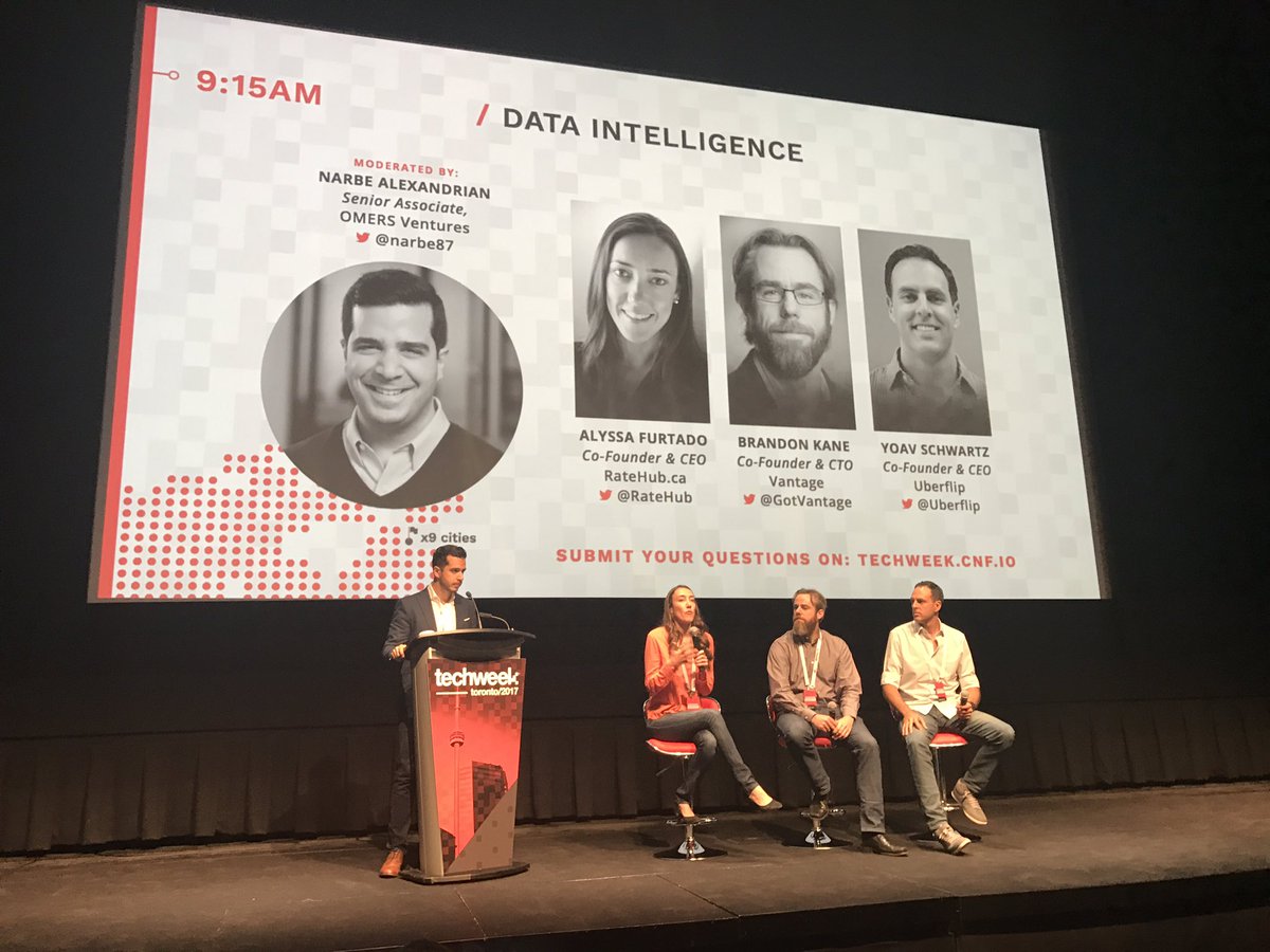 stadiumdigital's tweet photo. @ratehub @GotVantage @Uberflip talking about how they use data to drive real-time business decisions #data #TechweekTO https://t.co/oQKuHhXx7c