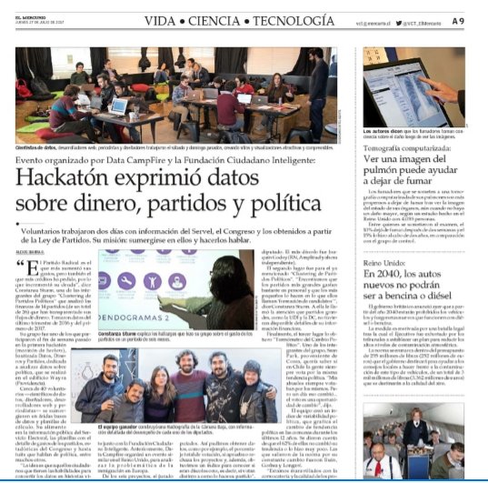 datacampfire's tweet photo. Ya leyeron el diario el día de hoy? Pueden leer una crónica sobre nuestra Hackatón #datosypartidos 😀@VCT_ElMercurio https://t.co/47s3xiBQxa https://t.co/ZPMMzGdBUh