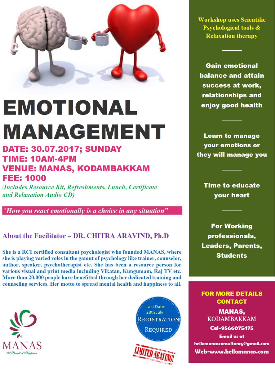 chitra_aravind's tweet photo. Learn easy skills to manage your difficult emotions and gain control .. https://t.co/l1mKDGcFeB