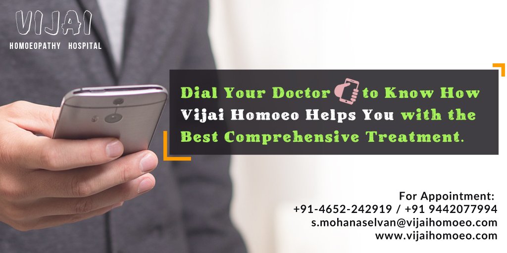 Vijai_Homoeo's tweet photo. Dial Your #Doctor 
to know how #Vijai #Homoeo helps you
with the best treatment.
#Bangalore #Mumbai #Nagercoil
Call +91 9442077994 https://t.co/lTYbzirCTu
