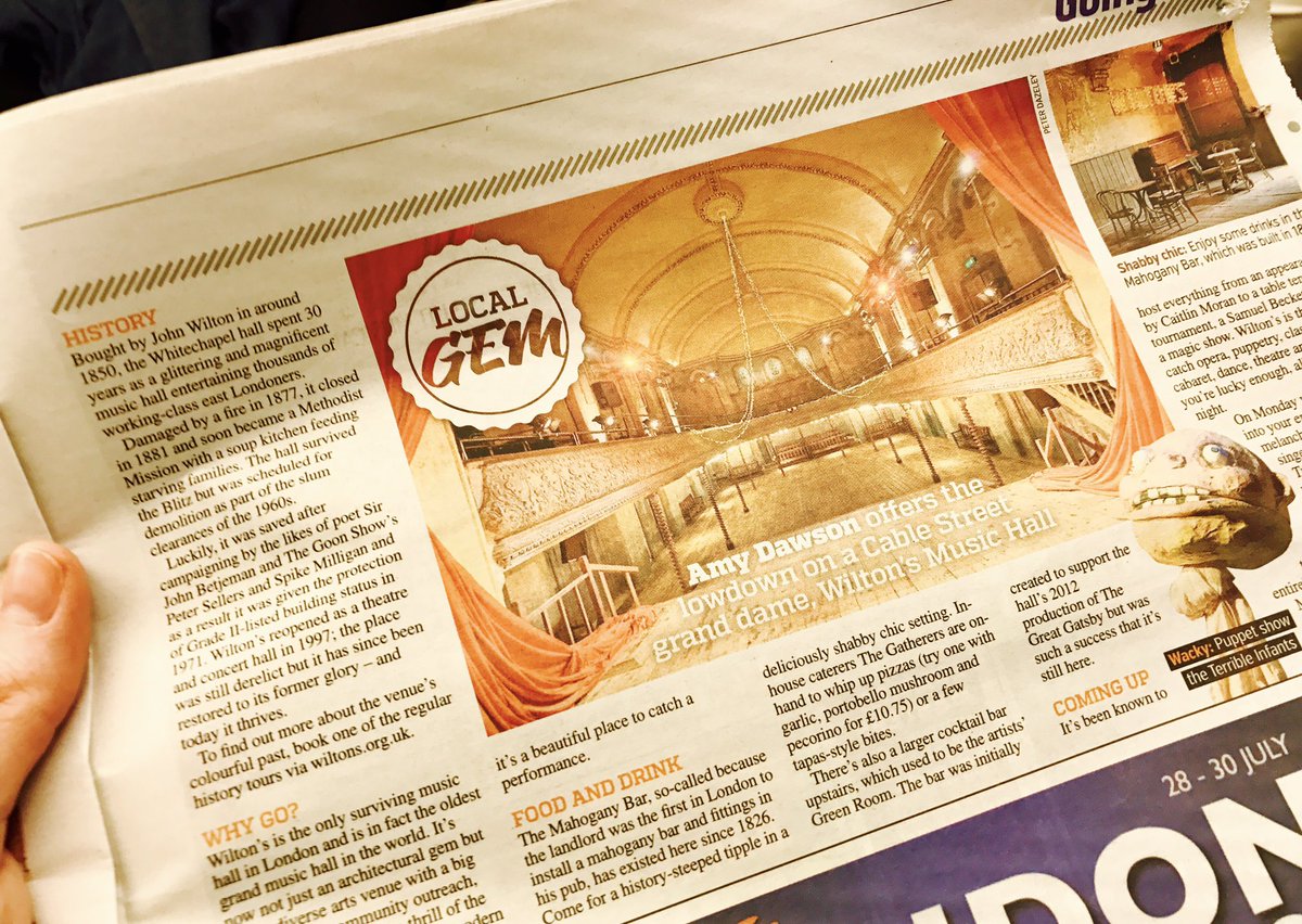 toldbyanidiot93's tweet photo. Article in the Metro this AM about our lovely friends @WiltonMusicHall. Great memories from our #IAmThomas. Such a gorgeous space! https://t.co/Dvqysz5fhe