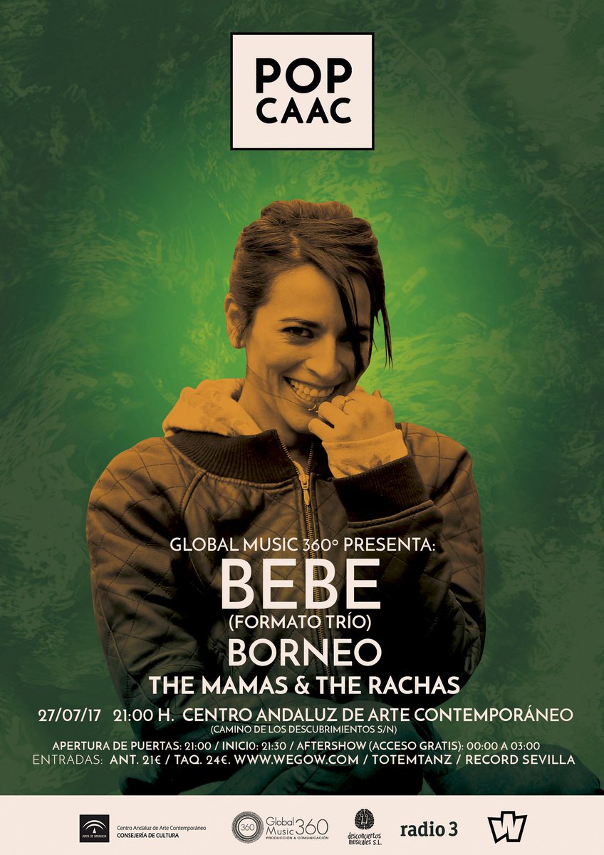 Esta noche, <a href="/LaBebeBellota/">Bebe</a> #Bebe y mucho más, en el penúltimo concierto de julio en <a href="/popcaac/">POP CAAC</a> goo.gl/bmjti5  A partir de las 21,30.