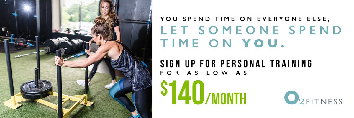 O2FitnessClubs's tweet photo. Heads up: You can now get #personaltraining for as low as $140/month! Get to training 👉🏽 https://t.co/iiTOZxAa0Y. https://t.co/5XdHnOtouD