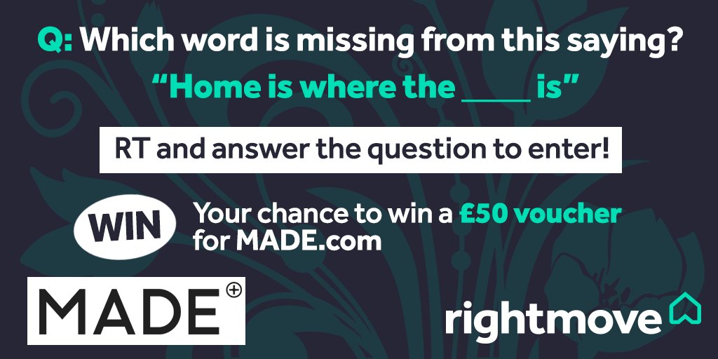 rightmove's tweet photo. Just one day left to enter our @madedotcom comp! Whether you rent or own - that voucher could come in handy!  >> https://t.co/Tprzib1Psk https://t.co/OzsnBdR5Y5
