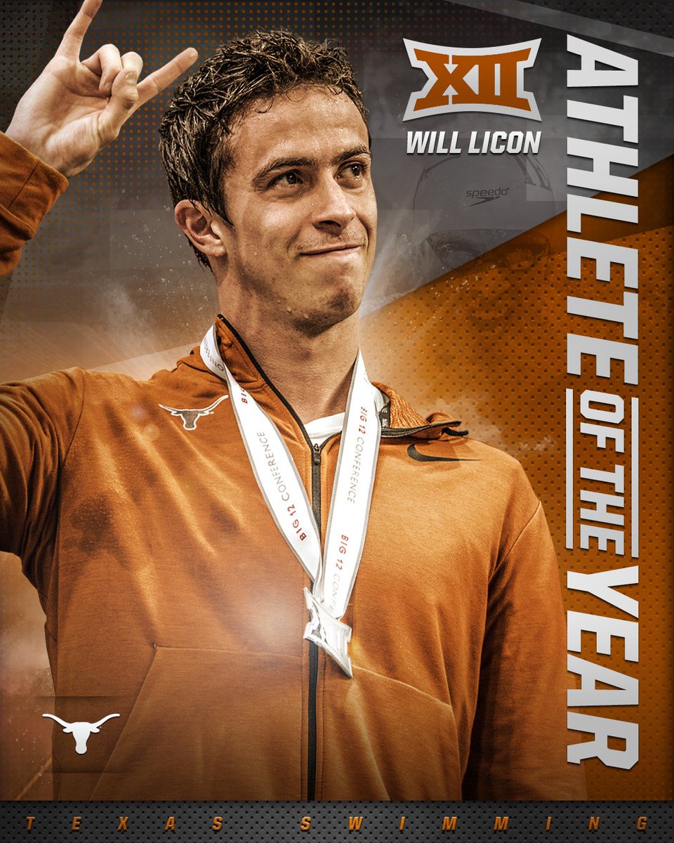 .<a href="/WillLicon/">Will Licon</a> makes history! He's the first swimmer EVER selected as a Big 12 Athlete of the Year! Congratulations! 
hookem.at/LiconBig12AOY