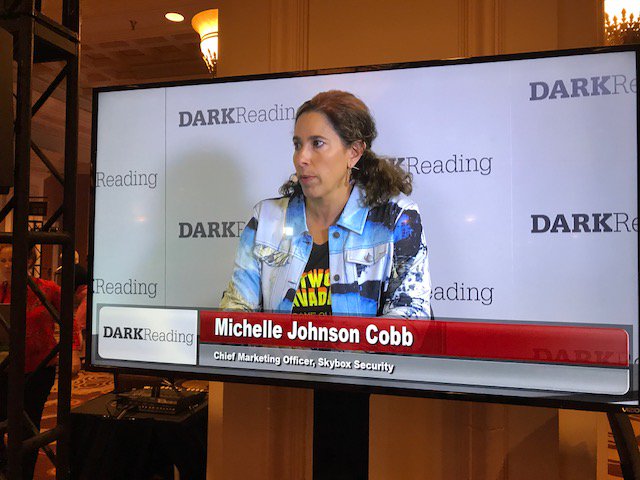 gidicohen's tweet photo. .@michellejcobb being interviewed live by @DarkReading at #BlackHat discussing #cloudsecurity management. Learn more at #Skybox Booth #565. https://t.co/xPJHuUUgeT