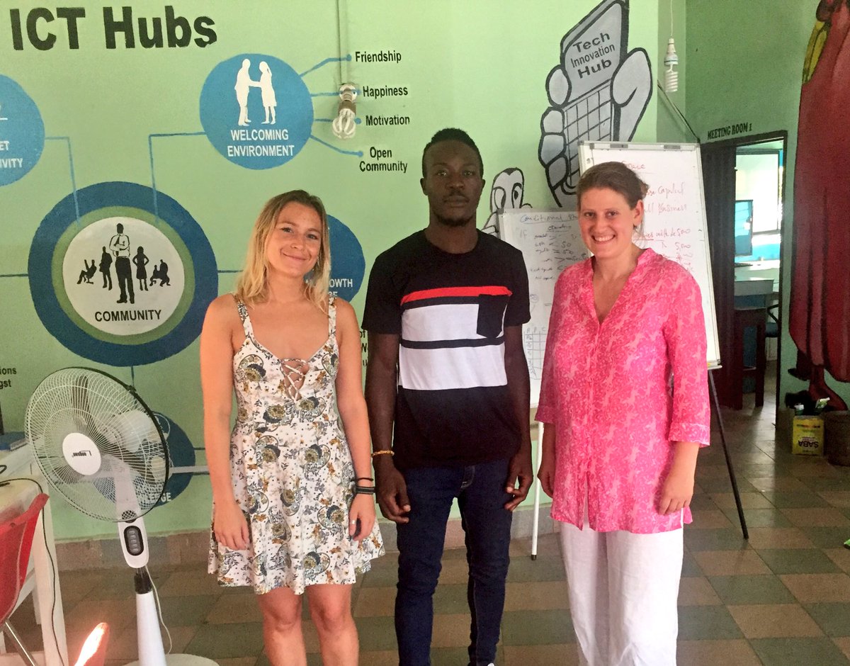 BowenFrancesca's tweet photo. Great to meet @MORRISMARAH at @sensihub1 very impressed with this tech startup hub in #Freetown @theodoraclarke https://t.co/PmCpjKgbb9