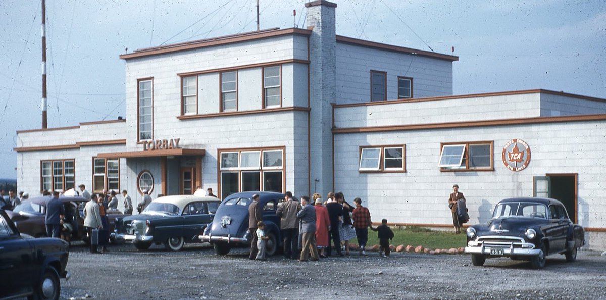 stjohnsairport's tweet photo. The Torbay Airport 1954. #YYT is still bustling with meeters, greeters, family &amp; friends. Share your story at https://t.co/db0h9nCP5H #yyt75 https://t.co/tjxucqY6Rk