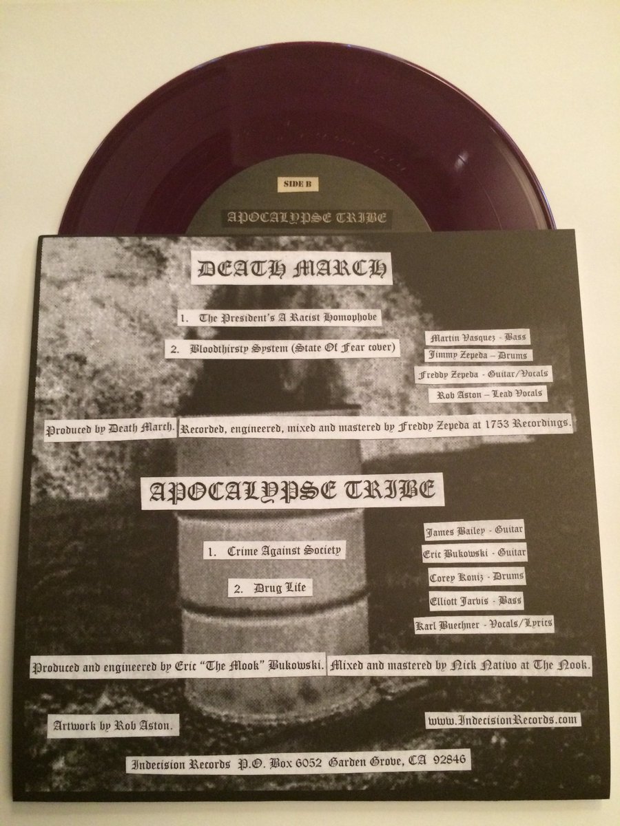 Our split with Apocalypse Tribe will be available in a few weeks on Indecision Records. Assorted colored vinyl.