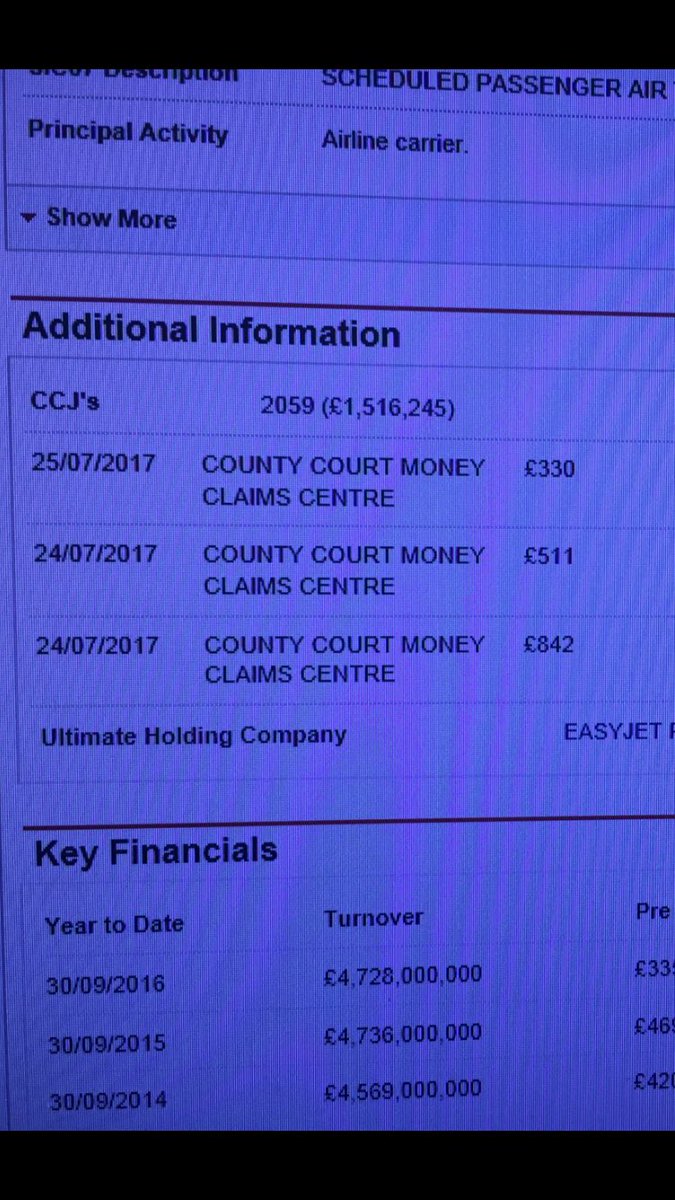 AndyBatemans's tweet photo. Oooh. Look @easyJet  #easyjet have 2,059 outstanding County Court Judgements worth £1,516,246 they've failed to pay. #easyfail https://t.co/8CKyOkLG57