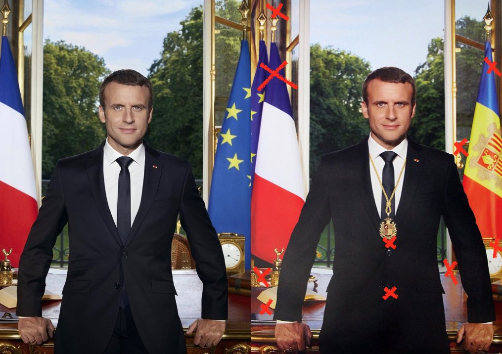 PoliticayModa's tweet photo. Encontré 10 diferencias (incluyendo luz), alguien aprecia alguna más? 🤓 #ejerciciovisual #Macronapoleón https://t.co/BUsQHoHSzO