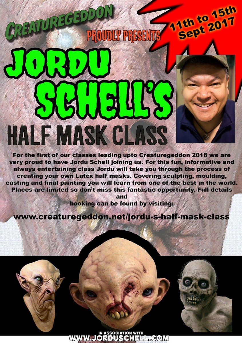 *UK CLASS* Half Mask Class! Sept 11 - 15. Includes class, materials &amp; entry to Creaturegeddon 2018! Sign up here --&gt; ow.ly/3PPD30dXYrZ