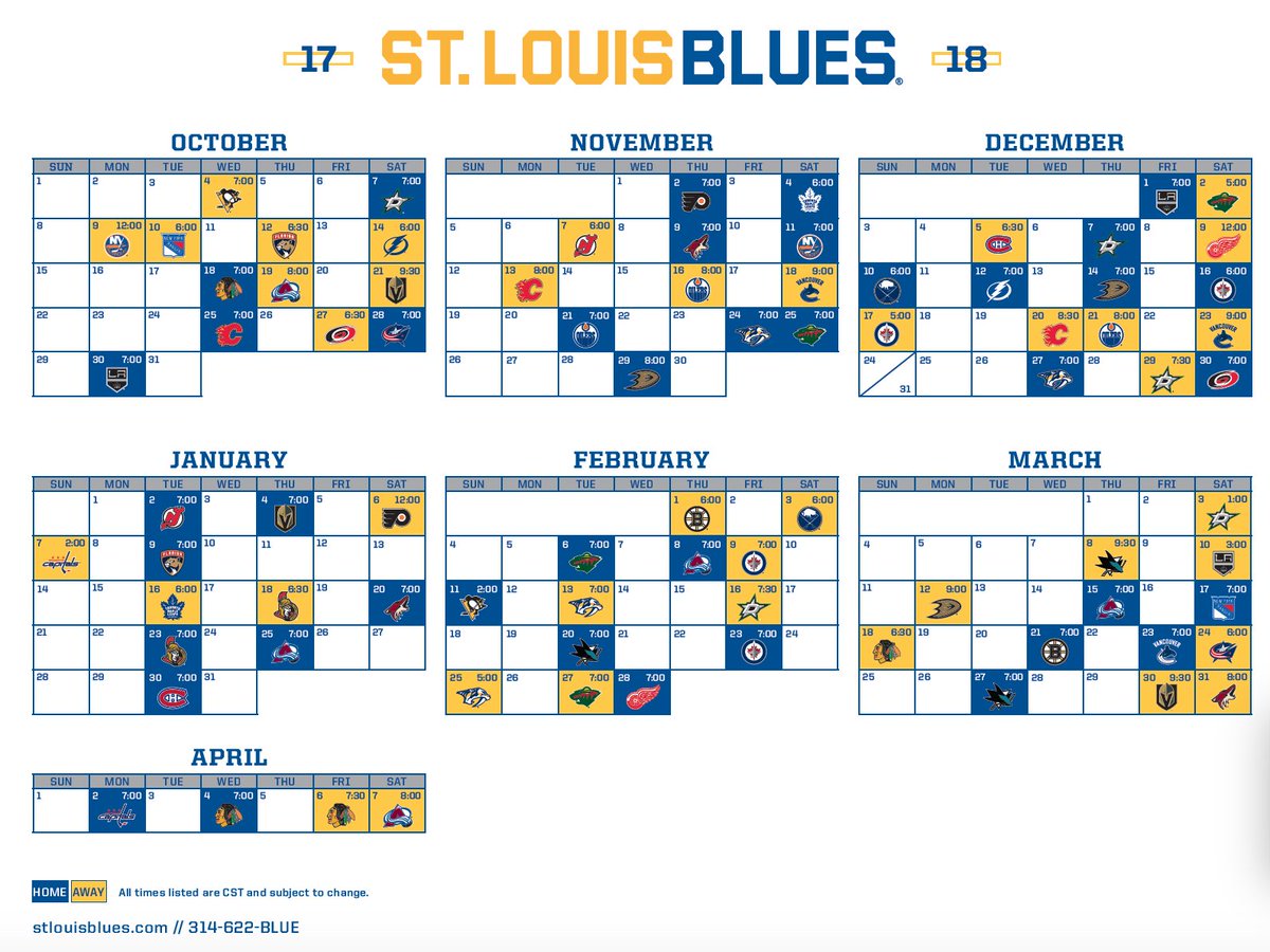 Printable 2022-2023 St. Louis Blues Schedule