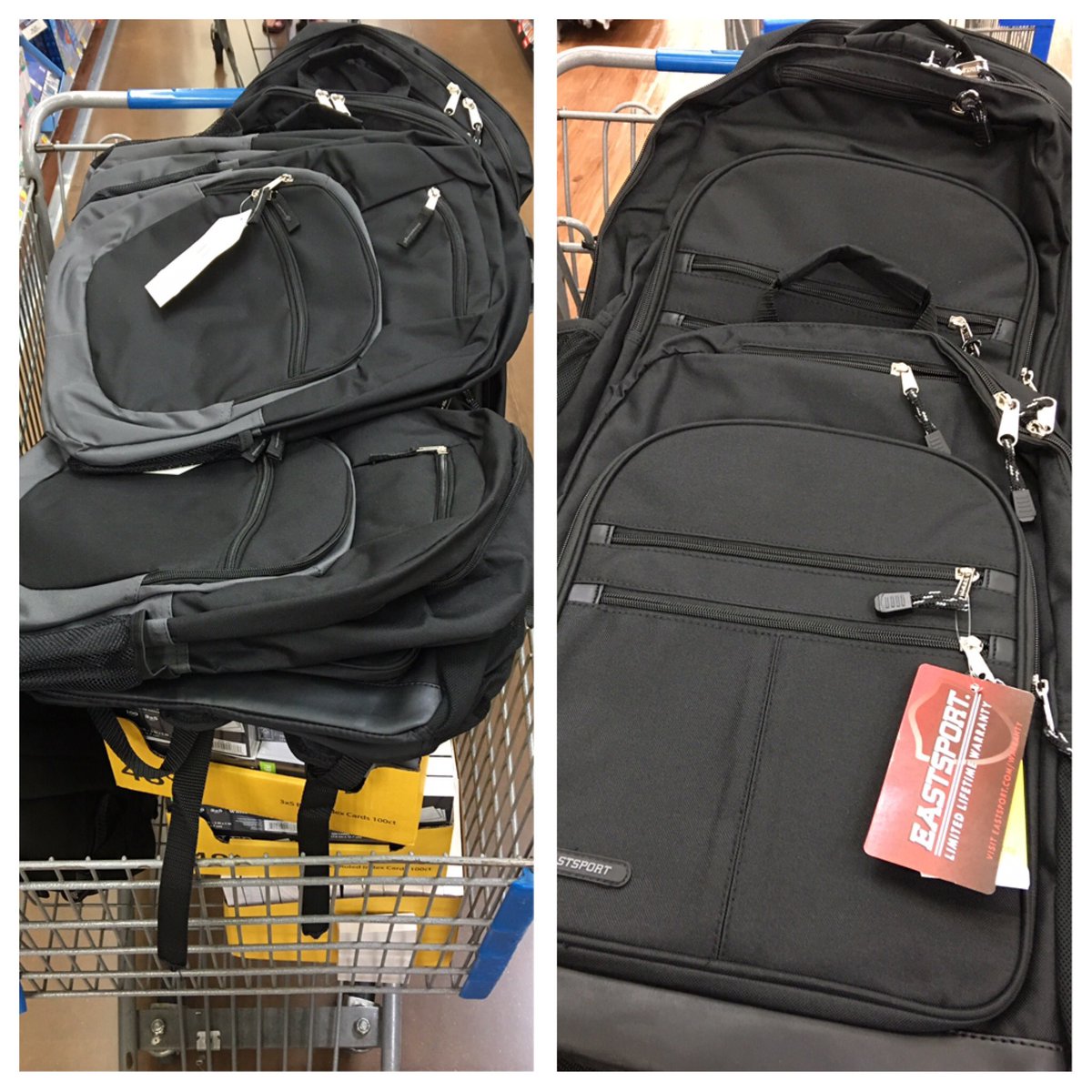 RussellCoYSC's tweet photo. Wal-Mart trip #3. Backpacks, backpacks and more backpacks!!!!  Thanks @1KevinWilliams https://t.co/Xnx6IluMTS