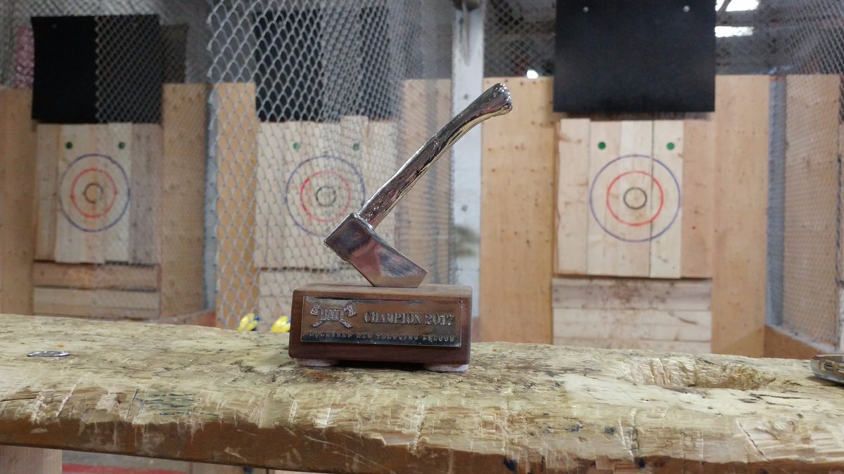 TIFF_HR's tweet photo. Let's #ThrowbackThursday to that time HR and Vollies got their axe on!

#LifeatTiff #BATLTO #AxeThrowing #batl #HumanResources #volunteers https://t.co/m7LSj1XnOH
