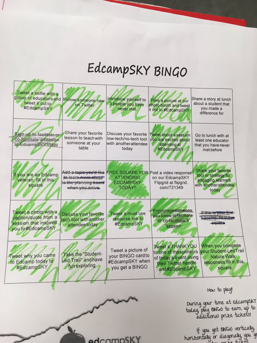 CrabtreeKaylaL's tweet photo. @kdcreekmore Bingo! #EdcampSKY https://t.co/0JJGW23qYP