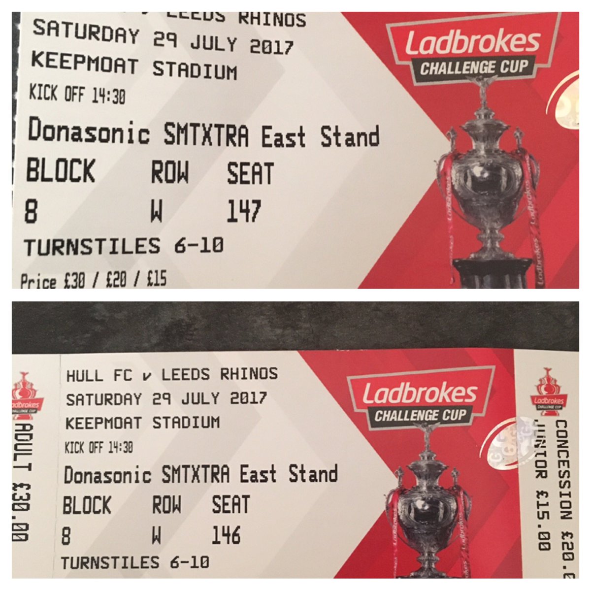 picklespick's tweet photo. I have 2 tickets for Saturdays semi final at Doncaster, East Stand, open to offers, money to go to @dan_kitching 's fund raising ⚫️⚪️ x https://t.co/FtPfeccNpj