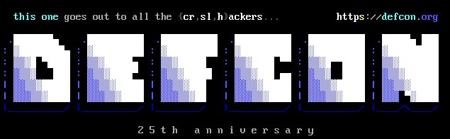 xerostyle's tweet photo. i made a shell script banger version of my @defcon ansi art!
`curl https://t.co/fjoUFxvAj8 | sh` https://t.co/kH9ZmKGcqt