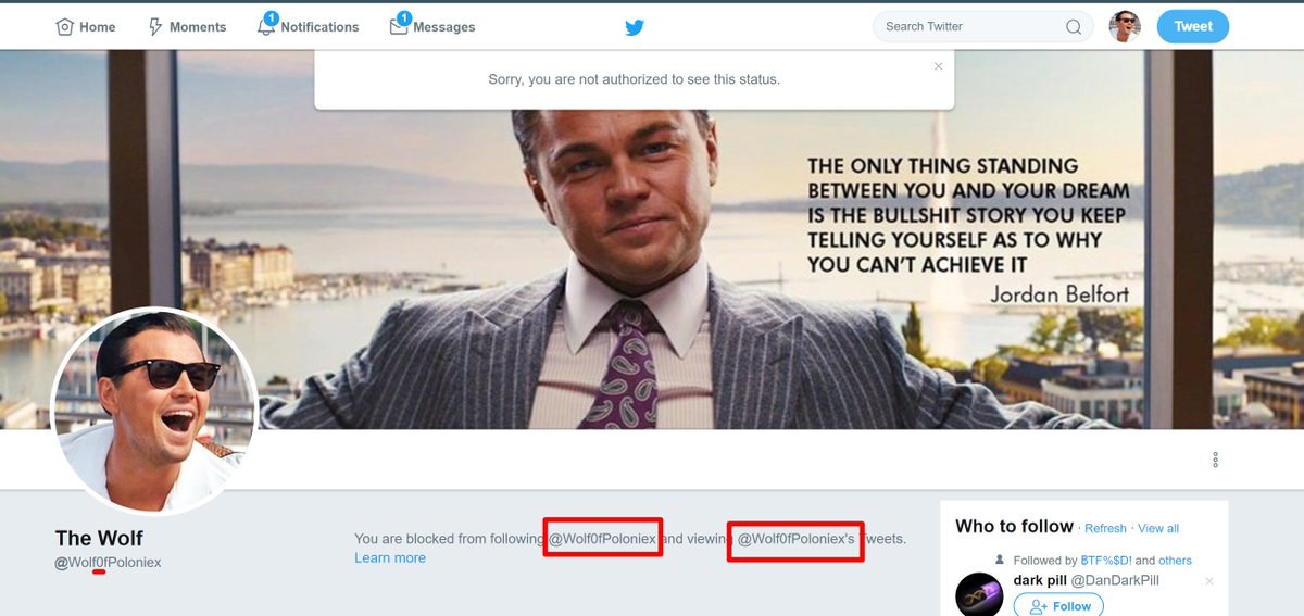 whatexchange's tweet image. #ScamAlert This cunt is trying to scam people with my name. His handle is "@Wolf0fPoloniex" (WITH A 0). PLEASE BE CAUTIOUS OF THIS SCAMMER!!