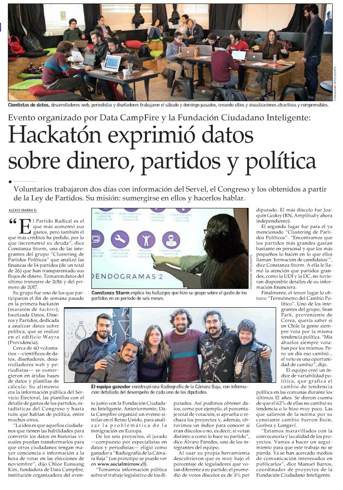 VCT_ElMercurio's tweet photo. Maratón de #hackers se dedicó a analizar datos sobre política chilena. #Hackaton #tecnología #internet
https://t.co/0vlb6cdqkK https://t.co/eVQXZUd7Aj