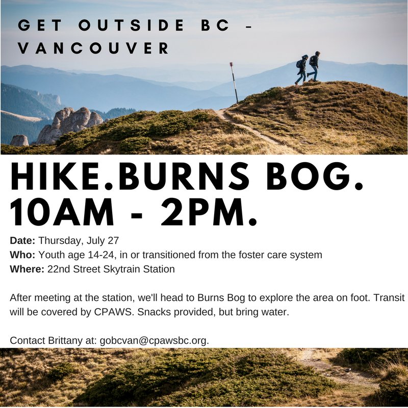 See you at 10am at the 22nd Street Train Station for our hike to Burns Bog!